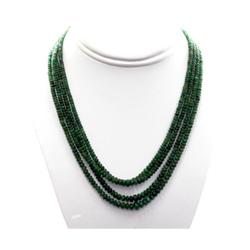 Natural Emerald Round  Beads Necklace w/brass clasp