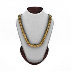 Citrine 14.40 ctw Round Necklace 14kt W/Y Gold