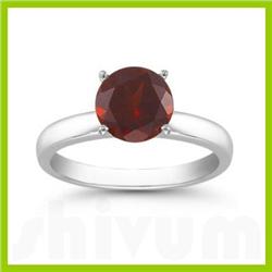 Genuine 1.25 ctw Garnet Solitaire Ring 14kt Gold-White