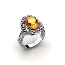 Citrine 4.37 ctw & Diamond Ring 18kt W/Y  Gold
