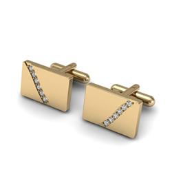 Genuine 0.24 ctw Diamond Cufflink 14kt W/Y Gold 6.15g