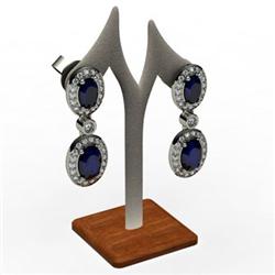 Sapphire 4.12 ctw Diamond Dangling Earring 14k W/Y Gold