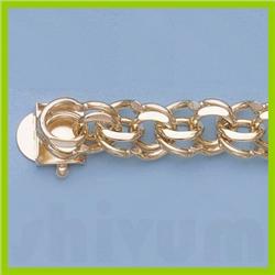 Genuine 7" 14kt Italian Gold-Yellow 9.8mm, Charm Bracelets Gauge:Y4052, 30gr