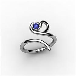 Sapphire 0.15 ctw Heart Design Ring 18kt W/Y Gold