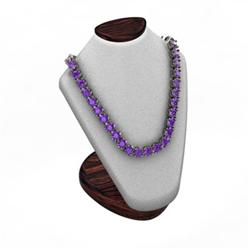 Amethyst 14.40 ctw Round Necklace 18ktW/Y Gold