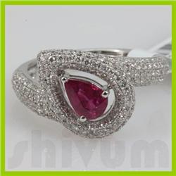 Genuine 1.96 ctw 18k White Ruby & Diamond Gold Ring
