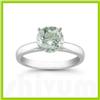 Image 1 : Genuine 0.85 Green Amethyst Solitaire Ring 14kt Gold-White