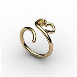 Citrine 0.10 ctw Heart Design Ring 18kt W/Y Gold