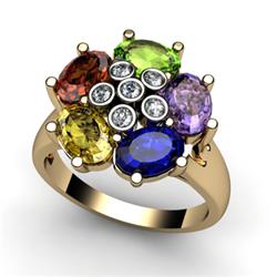 Genuine  2.76 ctw 10kt Multi-Color Precious Stone & Diamond Ring