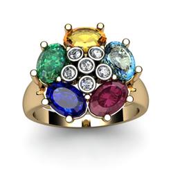 Genuine  2.92 ctw 14kt Multi-Color Precious Stone & Diamond Ring