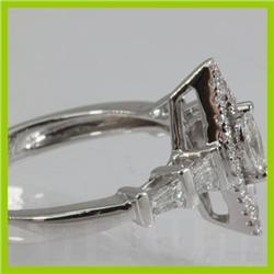Genuine  0.65 ctw Marque & DiamondRing 18KT White Gold