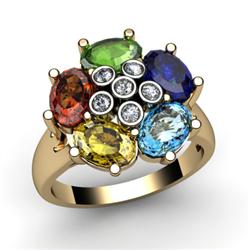 Genuine  2.85 ctw 14kt Multi-Color Precious Stone & Diamond Ring