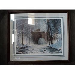 PRINT OF WINTER BRIDGE, CHRIS CUMMINGS, 478 / 950, SIGNED {print sequence:} 273