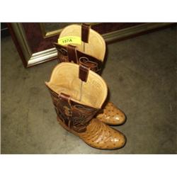FULL QUILL OSTRICH BOOTS, 7 1/2 D
