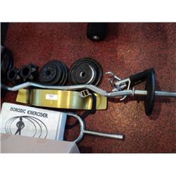 LOT OF GYM EQUIPMENT, CURL BAR & WEIGHTS ***13 TIMES THE MONEY***