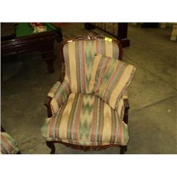 ORNATE UPHOLSTERED ARM CHAIR