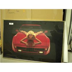 PRINT OF WOMAN ON RED CAR HOOD {print sequence:} 322