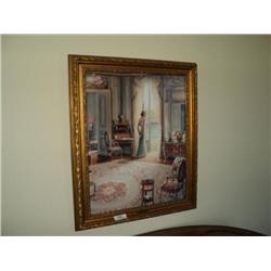 VICTORIAN LADIES GREEN DRESS CANVAS ART, FRAMED, JOHN O'BREIN {print sequence:} 19