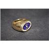 Image 1 : BLUE ENAMEL 18K GOLD RING 5 ROUND SIGNED FABERGE INSURANCE APPRAISAL: $ 3,335.00