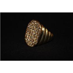 GENT'S 14K YELLOW GOLD DIAMOND RING OVAL SHAPED MEASURES 20.mm x INSURANCE APPRAISAL: $ 5,423.00