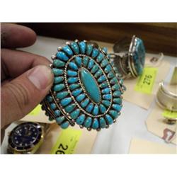 NEEDLE POINT TURQUOISE BRACELET {print sequence:} 45