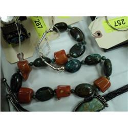 CORAL AND TURQUOISE NECKLACE {print sequence:} 29