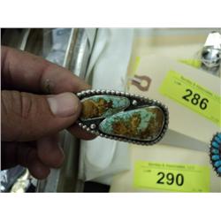 GREEN AND BROWN TURQUOISE RING {print sequence:} 34