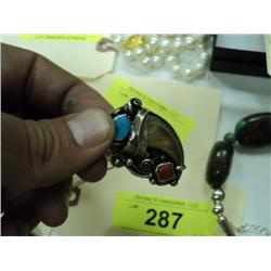 BEAR CLAW TURQUOISE RING {print sequence:} 32