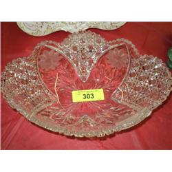 CUT GLASS OBLONG BOWL, 11 3/4" {print sequence:} 18