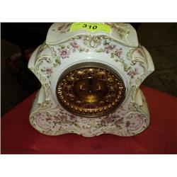 IVORY COLORED PINK FLOWER ANSONIA CLOCK {print sequence:} 27