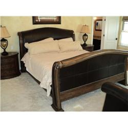 SLEIGH BED, LEATHER & WOOD, KING SIZE {print sequence:} 69