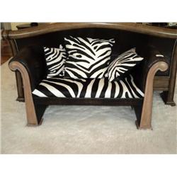 SETTEE, LEATHER & ZEBRA STYLE UPHOLSTERY {print sequence:} 63