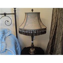 TABLE LAMP, METAL & MARBLE W/ SHADE