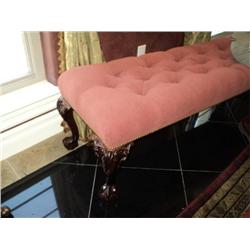 BENCH, CHIPPENDALE STYLE W/ LEATHER TOP {print sequence:} 114