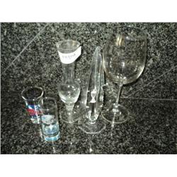 STEMS, VASE, SHOT GLASS, CRYSTAL {print sequence:} 182