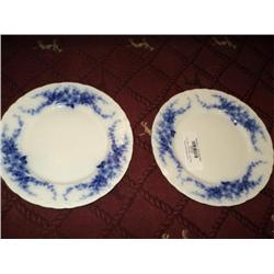PLATES, FLOW BLUE, SEMI-PORCELAIN, ENGLAND, DAISY {print sequence:} 135