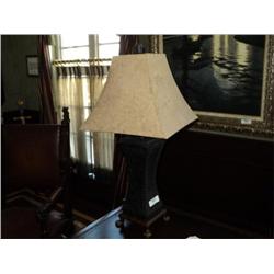 TABLE LAMP, LEATHER W/ CLAW FEET {print sequence:} 101