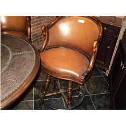 PUB BARSTOOL, LEATHER & WOOD {print sequence:} 280