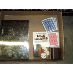 BOX OF MISC CARDS, DICE
