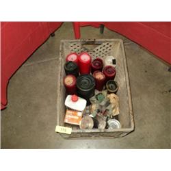 PLASTIC BASKET W/ CANDLES, LIGHTER FLUID