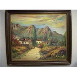 Antique Estonian Village Scene Signed -TYCUHOB