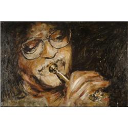 Larry Todie Original Signed Jazz Painting Clark Terry