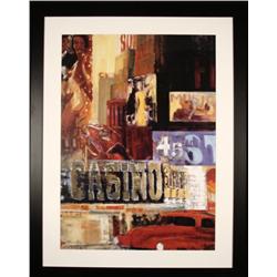 Large Las Vegas Street Collage Art Print Framed