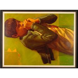 Nick Kosciuk Orig Oil Painting Art Girl "Janna In Green