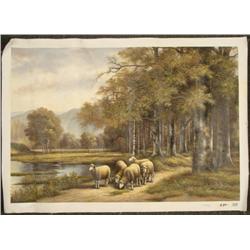 Bachmann Original Oil Painting Sheep Landscape