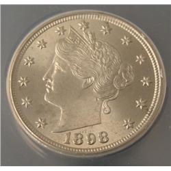 1895 Liberty Head V Nickel ANACS Certified MS63