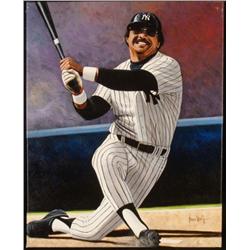 Leon Wolf Original Signed Painting Reggie Jackson NY