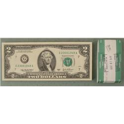 50 Consecutive # New Bank Wrapped 2003A $2 Bills G Mint