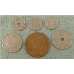 6 Norway Coins 2-50 Ore 1939-1972 WWII +