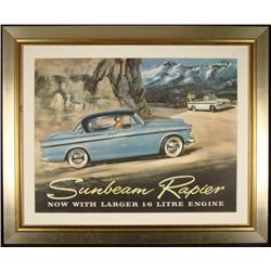 Sunbeam Rapiers Old Auto Advertising Poster 1960s
